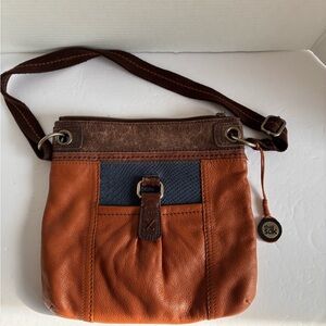 The Sak Tan and Black Leather Messenger Bag